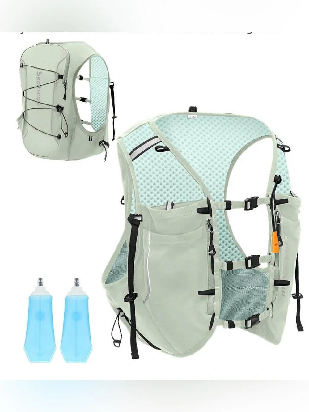 Ultra-Lightweight Unisex Gray Running Hydration Vest with 2 soft flasks NWT